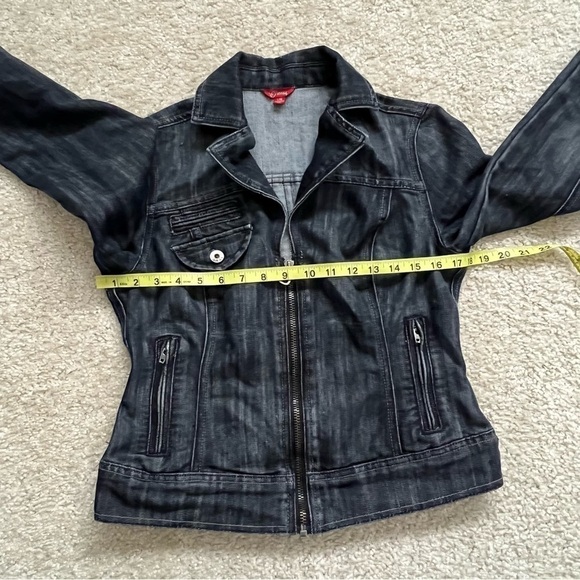 Guess Women’s Moto Blue Jean Jacket‎ Modele Style Size Large - Picture 6 of 16